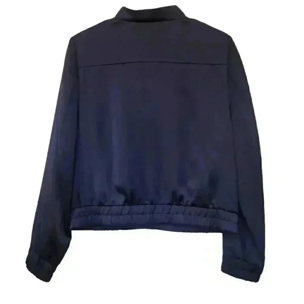 Banana Republic Men's Navy Poly Satin Lined Bomber Jacket
